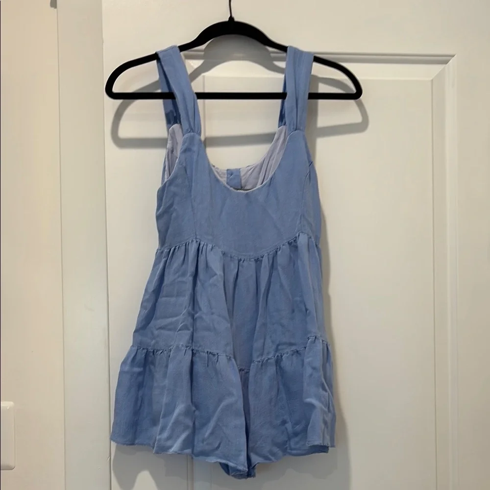 Blue Button-Down Ruffle Dress - Picture 2 of 3